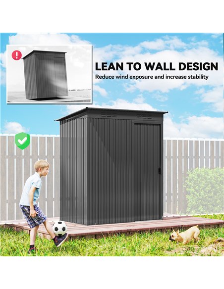 Outsunny 5 x 3.5ft Metal Garden Storage Shed with Effortless Assembly and 2 Pairs of Gloves, Waterproof Outdoor Shed, Dark Grey - pic 180676 | FastDaddyshop