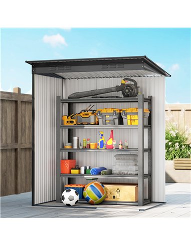Outsunny 5 x 3.5ft Metal Garden Storage Shed with Effortless Assembly and 2 Pairs of Gloves, Waterproof Outdoor Shed, Dark Grey