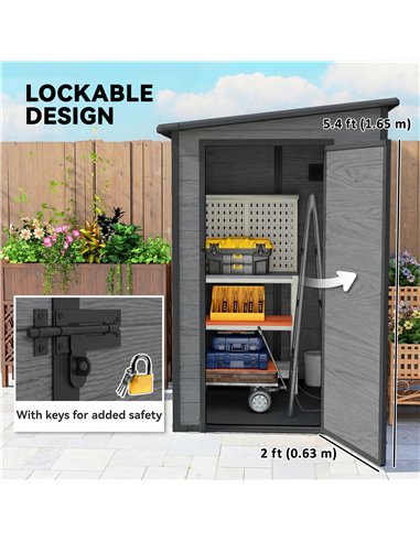 Outsunny 4'x5' Garden Storage Shed, Lean to Shed, Lockable Garden Shed with Window, Vent and Plastic Roof, Wood-Effect