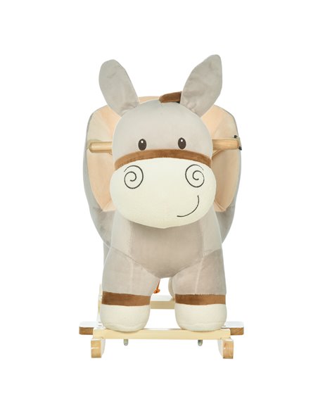HOMCOM Toddlers Donkey Plush Rocking Ride On w/ Sound Grey - pic 18070 | FastDaddyshop
