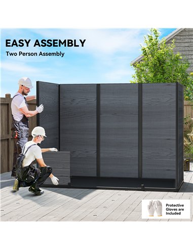 Outsunny 8 x 4 ft Resin Garden Shed, Wood-Effect Outdoor Storage Shed with Floor, Windows, Lockable Doors and Vents, Dark Grey