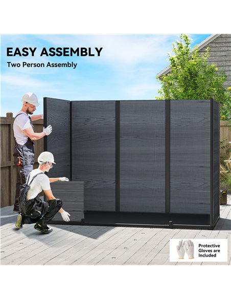 Outsunny 8 x 4 ft Resin Garden Shed, Wood-Effect Outdoor Storage Shed with Floor, Windows, Lockable Doors and Vents, Dark Grey - pic 180704 | FastDaddyshop