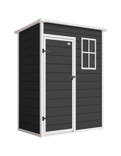 Outsunny 5' x 3' Garden Shed with Floor, Outdoor Storage Shed with Lockable Door, Window and Vent, Black