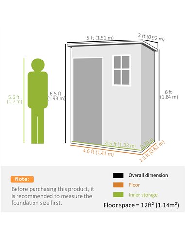 Outsunny 5' x 3' Garden Shed with Floor, Outdoor Storage Shed with Lockable Door, Window and Vent, Black