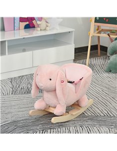 HOMCOM 18m+ Toddlers Rabbit Plush Rocking Ride On with Sound, Pink 2