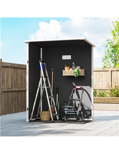 Outsunny 5' x 3' Garden Shed with Floor, Outdoor Storage Shed with Lockable Door, Window and Vent, Black