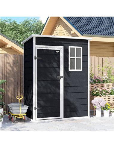 Outsunny 5' x 3' Garden Shed with Floor, Outdoor Storage Shed with Lockable Door, Window and Vent, Black