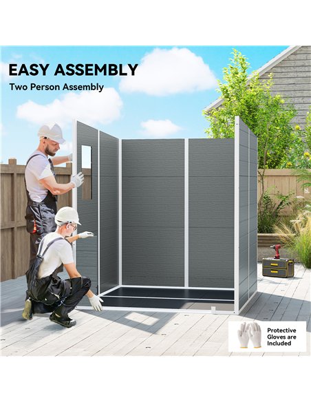 Outsunny 6 x 6 ft Plastic Garden Shed, Wood-Effect Outdoor Storage Shed with Floor, Windows, Lockable Doors and Vents, Grey - pic 180731 | FastDaddyshop