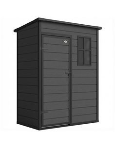 Outsunny 5' x 3' Garden Shed with Floor, Outdoor Storage Shed with Lockable Door, Window and Vent, Dark Grey