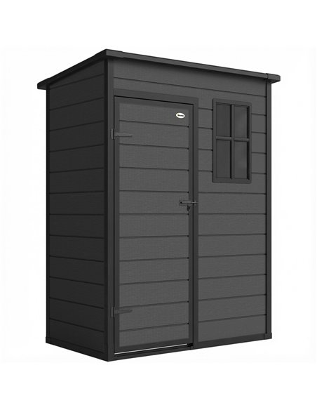 Outsunny 5' x 3' Garden Shed with Floor, Outdoor Storage Shed with Lockable Door, Window and Vent, Dark Grey - pic 180734 | FastDaddyshop
