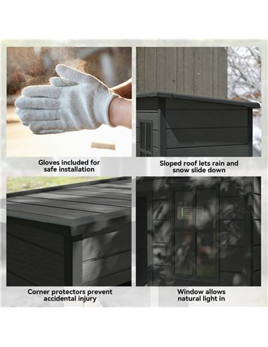 Outsunny 5' x 3' Garden Shed with Floor, Outdoor Storage Shed with Lockable Door, Window and Vent, Dark Grey