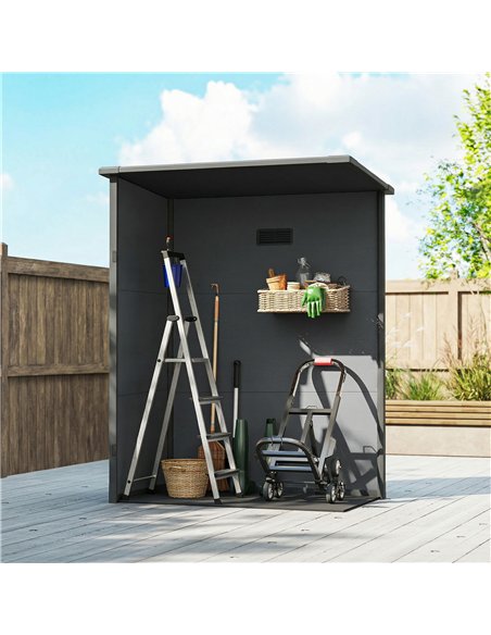 Outsunny 5' x 3' Garden Shed with Floor, Outdoor Storage Shed with Lockable Door, Window and Vent, Dark Grey - pic 180741 | FastDaddyshop
