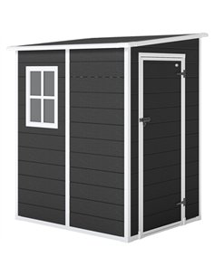 Outsunny 4'x5' Garden Storage Shed, Lean to Shed, Lockable Garden Shed with Window, Vent and Plastic Roof, Black