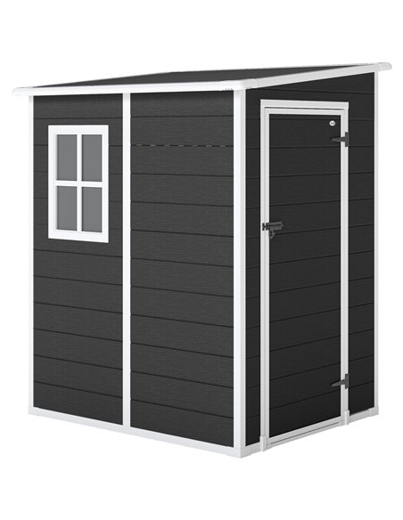 Outsunny 4'x5' Garden Storage Shed, Lean to Shed, Lockable Garden Shed with Window, Vent and Plastic Roof, Black - pic 180761 | FastDaddyshop