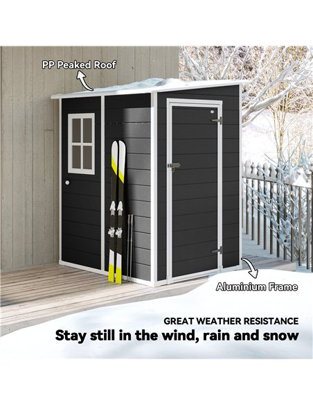 Outsunny 4'x5' Garden Storage Shed, Lean to Shed, Lockable Garden Shed with Window, Vent and Plastic Roof, Black - pic 180764 | FastDaddyshop