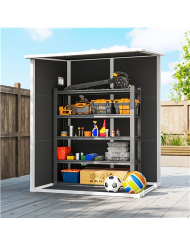 Outsunny 4'x5' Garden Storage Shed, Lean to Shed, Lockable Garden Shed with Window, Vent and Plastic Roof, Black