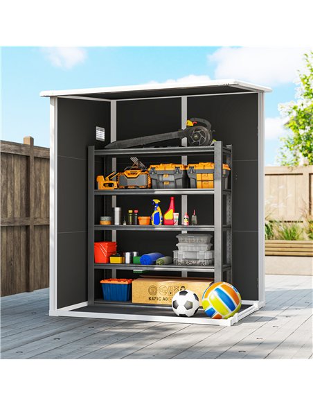 Outsunny 4'x5' Garden Storage Shed, Lean to Shed, Lockable Garden Shed with Window, Vent and Plastic Roof, Black - pic 180768 | FastDaddyshop