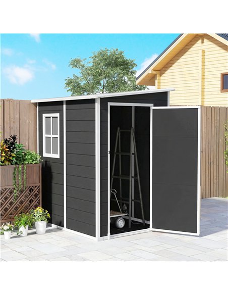 Outsunny 4'x5' Garden Storage Shed, Lean to Shed, Lockable Garden Shed with Window, Vent and Plastic Roof, Black - pic 180769 | FastDaddyshop