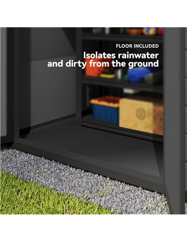 Outsunny 6'x4.5' Garden Storage Shed, Lockable Garden Shed with Double Doors, Window, Vent and Plastic Roof, Dark Grey