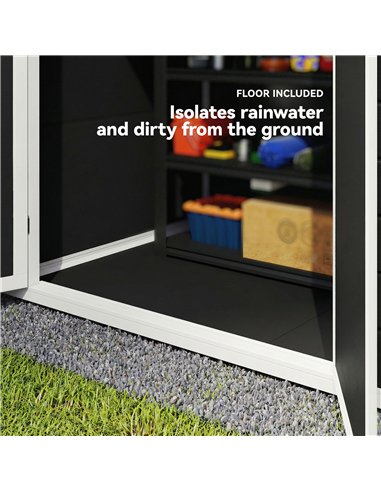 Outsunny 6'x4.5' Garden Storage Shed, Lockable Garden Shed with Double Doors, Window, Vent and Plastic Roof, Black