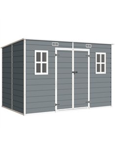 Outsunny 10 x 6 ft Resin Garden Shed, Outdoor Storage Shed with Floor, Windows, Lockable Doors and Vents, Grey