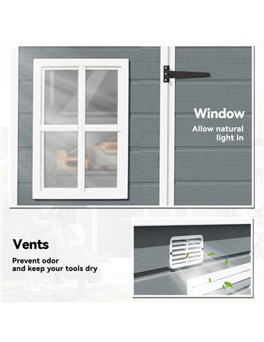 Outsunny 10 x 6 ft Resin Garden Shed, Outdoor Storage Shed with Floor, Windows, Lockable Doors and Vents, Grey