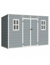 Outsunny 10 x 4 ft Resin Garden Shed, Outdoor Storage Shed with Floor, Windows, Lockable Doors and Vents, Grey