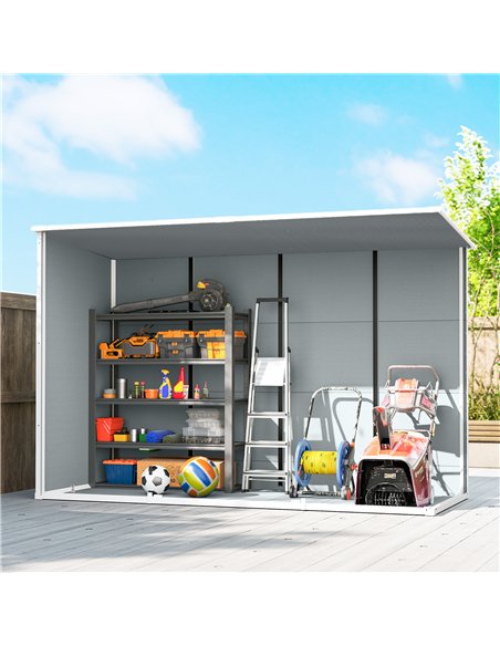 Outsunny 10 x 4 ft Resin Garden Shed, Outdoor Storage Shed with Floor, Windows, Lockable Doors and Vents, Grey - pic 180805 | FastDaddyshop