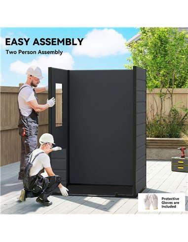 Outsunny 4 x 3 ft Plastic Garden Shed with Floor, Outdoor Storage Shed with Lockable Door, Window and Vent, Dark Grey