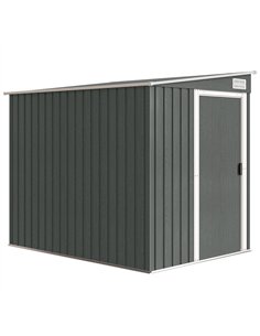 Outsunny 7 x 5ft Galvanised Metal Shed, with Sliding Door - Light Grey