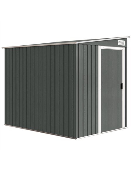 Outsunny 7 x 5ft Galvanised Metal Shed, with Sliding Door - Light Grey - pic 180833 | FastDaddyshop