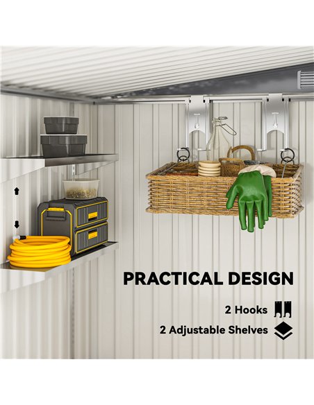 Outsunny 7 x 5ft Galvanised Metal Shed, with Sliding Door - Light Grey - pic 180837 | FastDaddyshop
