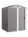 Outsunny Garden Metal Tool Storage Shed with Sliding Door, Sloped Roof and Foundation Kit, 152 x 132 x 188cm, Grey