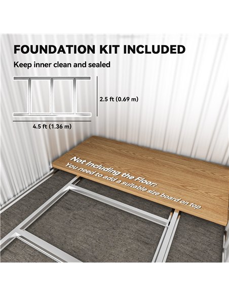 Outsunny Garden Metal Tool Storage Shed with Sliding Door, Sloped Roof and Foundation Kit, 152 x 132 x 188cm, Grey - pic 180846 | FastDaddyshop