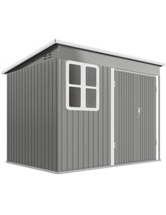 Outsunny 8.5 x 6ft Storage Shed Galvanised Steel Garden Shed, Metal Shed with Foundation Kit, Window, Lockable Wide Doors and Ai