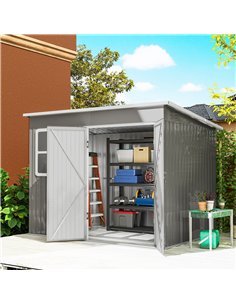 Outsunny 8.5 x 6ft Storage Shed Galvanised Steel Garden Shed, Metal Shed with Foundation Kit, Window, Lockable Wide Doors and Ai 2