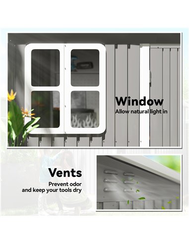 Outsunny 8.5 x 6ft Storage Shed Galvanised Steel Garden Shed, Metal Shed with Foundation Kit, Window, Lockable Wide Doors and Ai