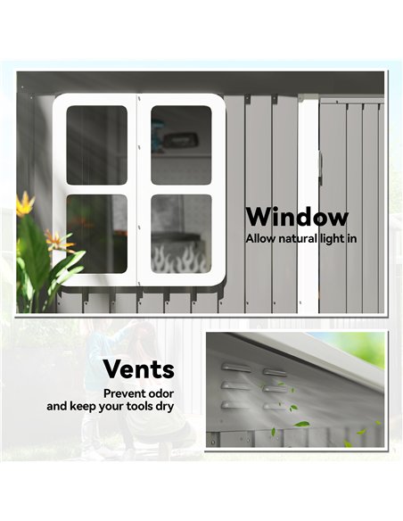Outsunny 8.5 x 6ft Storage Shed Galvanised Steel Garden Shed, Metal Shed with Foundation Kit, Window, Lockable Wide Doors and Ai - pic 180856 | FastDaddyshop