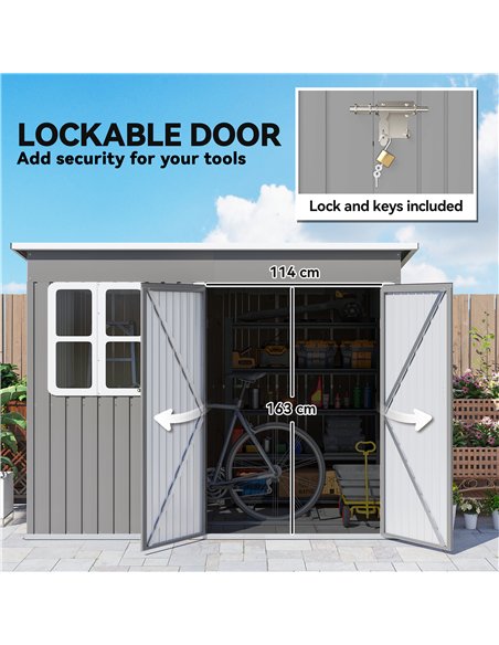 Outsunny 8.5 x 6ft Storage Shed Galvanised Steel Garden Shed, Metal Shed with Foundation Kit, Window, Lockable Wide Doors and Ai - pic 180857 | FastDaddyshop