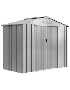 Outsunny 7 x 4ft Lockable Metal Garden Tool Storage Shed Storage - Light Grey