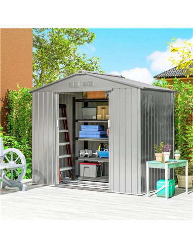 Outsunny 7 x 4ft Lockable Metal Garden Tool Storage Shed Storage - Light Grey