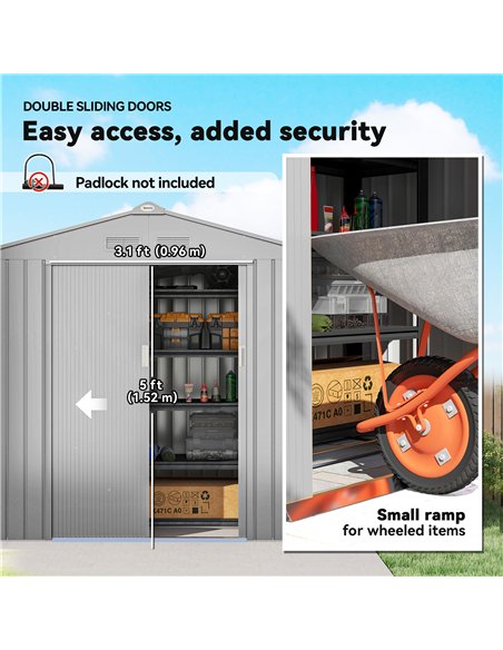 Outsunny 7 x 4ft Lockable Metal Garden Tool Storage Shed Storage - Light Grey - pic 180864 | FastDaddyshop