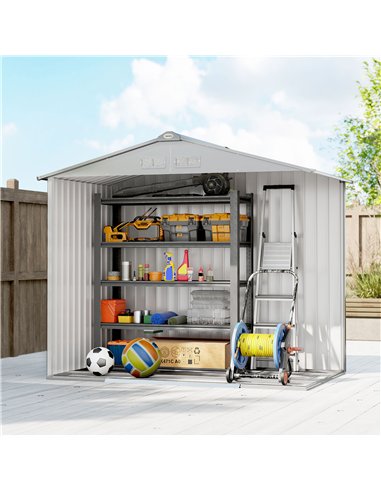 Outsunny 7 x 4ft Lockable Metal Garden Tool Storage Shed Storage - Light Grey