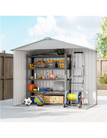 Outsunny 7 x 4ft Lockable Metal Garden Tool Storage Shed Storage - Light Grey - pic 180868 | FastDaddyshop