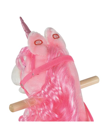 HOMCOM 3+ Kids Unicorn Plush Rocking Ride On with Sound, Pink - pic 18087 | FastDaddyshop