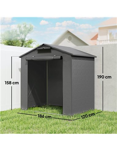 Outsunny 6 x 4 ft Outdoor Garden Storage Shed, Waterproof Bike Tent with Vent and Roll-Up Zipper Door