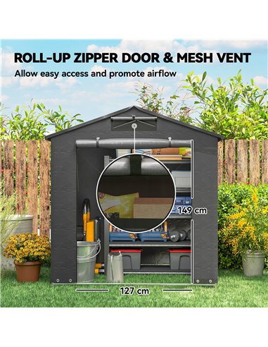 Outsunny 6 x 4 ft Outdoor Garden Storage Shed, Waterproof Bike Tent with Vent and Roll-Up Zipper Door