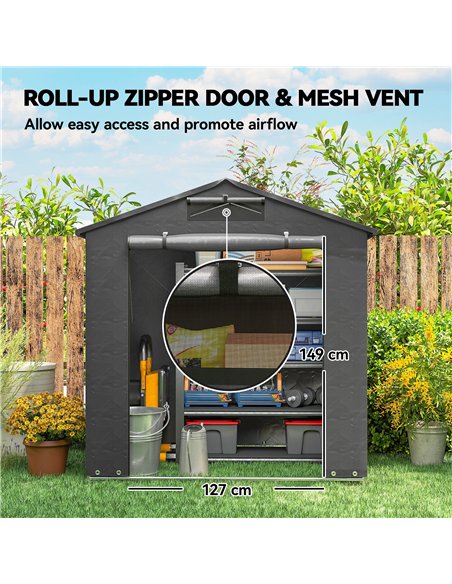Outsunny 6 x 4 ft Outdoor Garden Storage Shed, Waterproof Bike Tent with Vent and Roll-Up Zipper Door - pic 180873 | FastDaddyshop