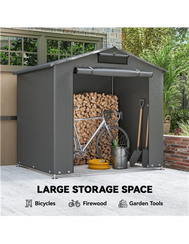Outsunny 6 x 4 ft Outdoor Garden Storage Shed, Waterproof Bike Tent with Vent and Roll-Up Zipper Door