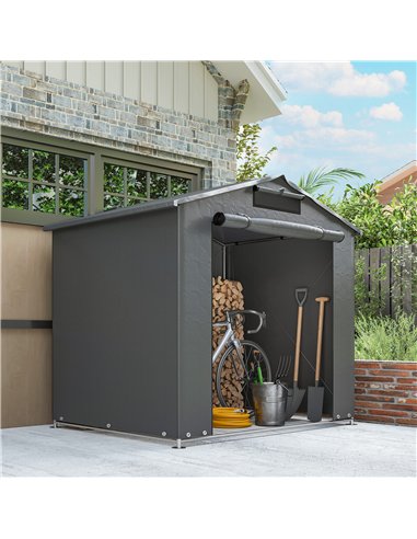 Outsunny 6 x 4 ft Outdoor Garden Storage Shed, Waterproof Bike Tent with Vent and Roll-Up Zipper Door